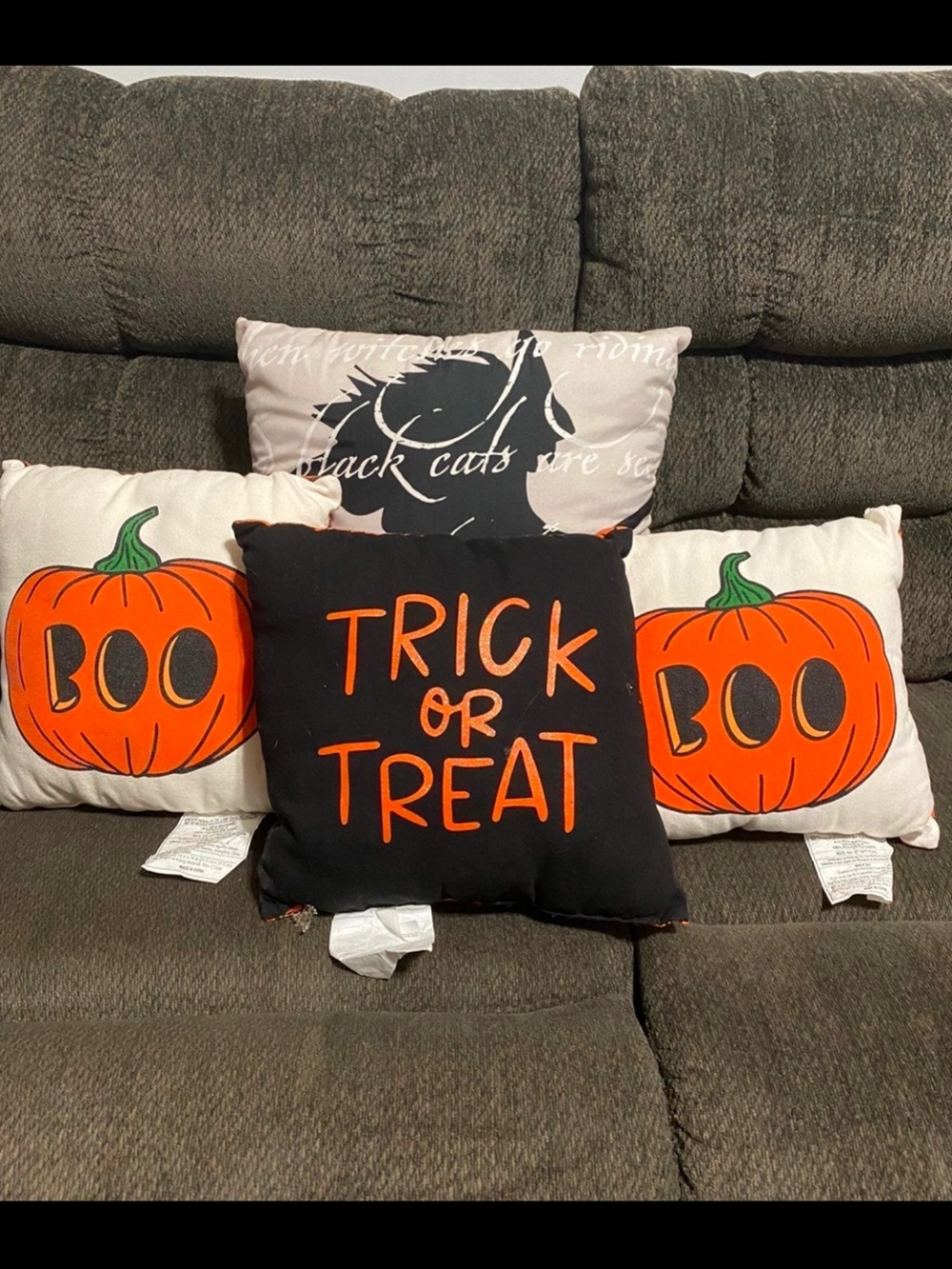Trick or Treat Halloween Pillow Set - Black & Orange